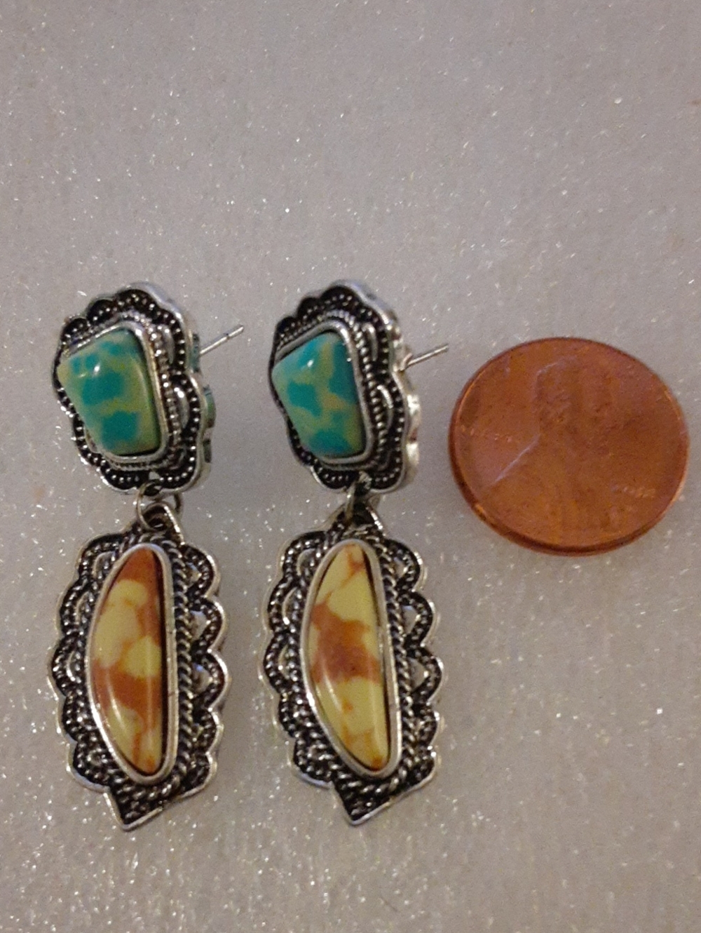 Turquoise Drop Earrings - Silver-Tone Women’s Jewelry